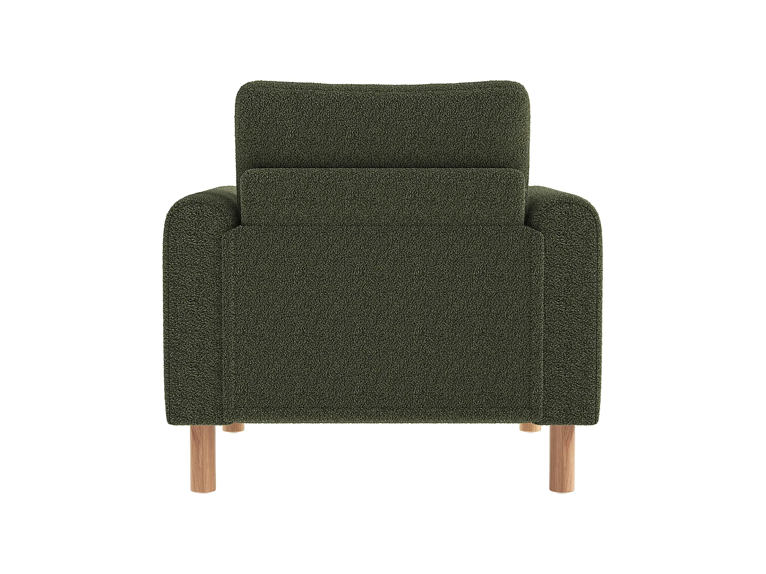Fauteuil avec soutien lombaire, structure en bois, tissu Teddy, vert
