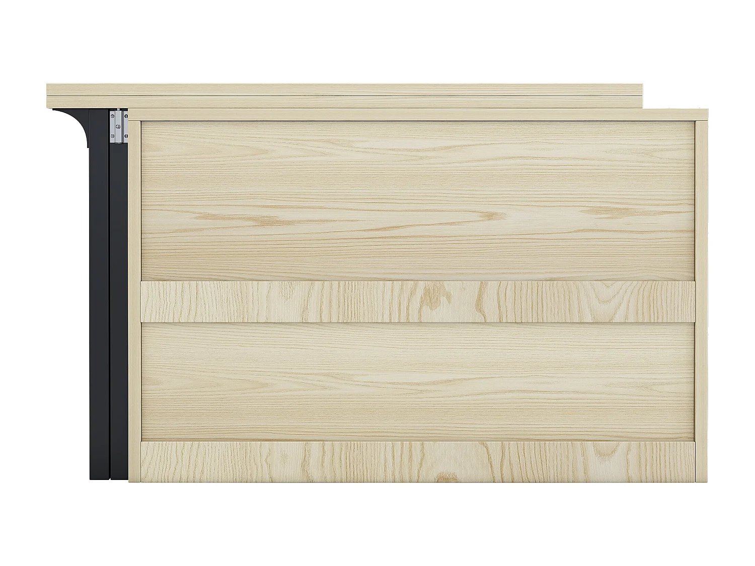 Mesa de bar extensível e rebatível, mesa de jantar com gaveta e 2 portas de vidro deslizantes, cor natural.