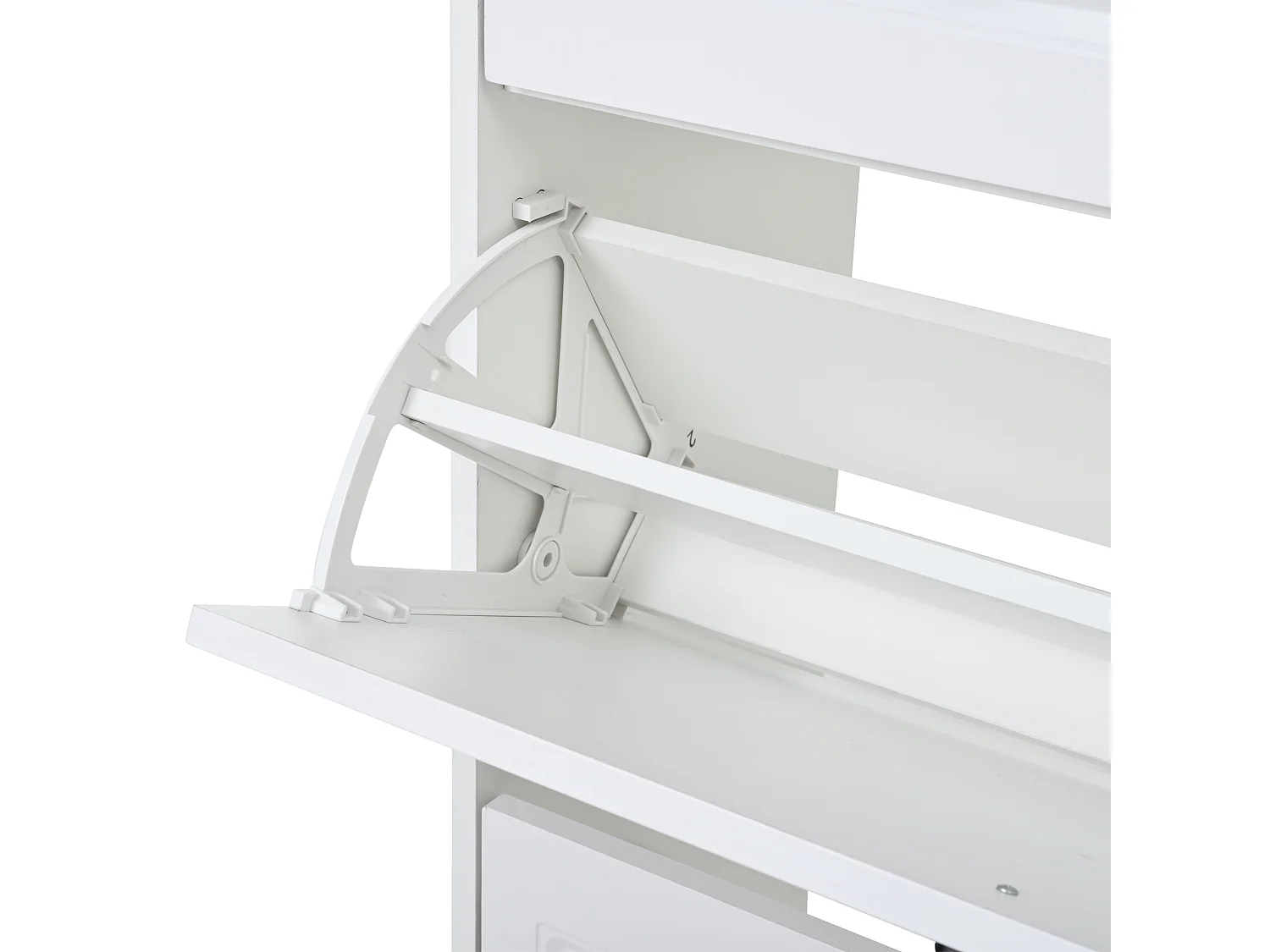 Lot de 2 meuble à chaussures - 2 portes abattantes et tiroir - MDF blanc