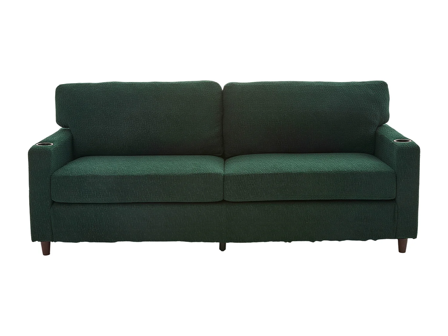 Canapé 2 places avec port USB-C, LED et poches latérales - Tissu chenille - Vert émeraude