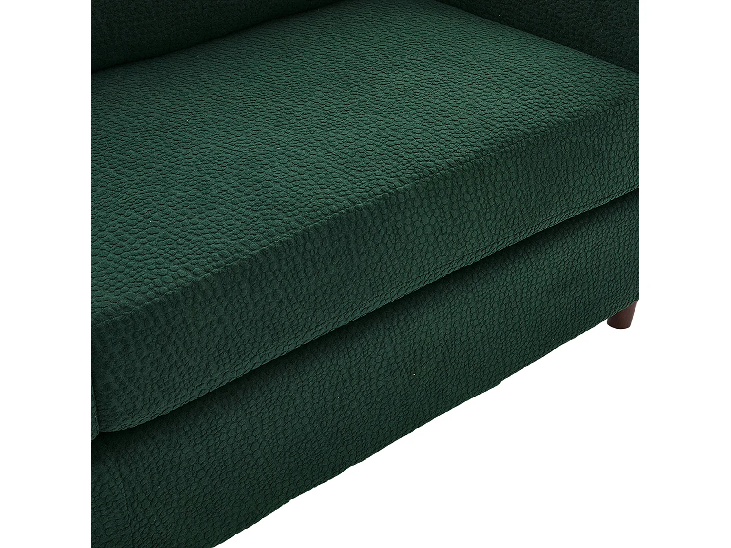 Canapé 2 places avec port USB-C, LED et poches latérales - Tissu chenille - Vert émeraude