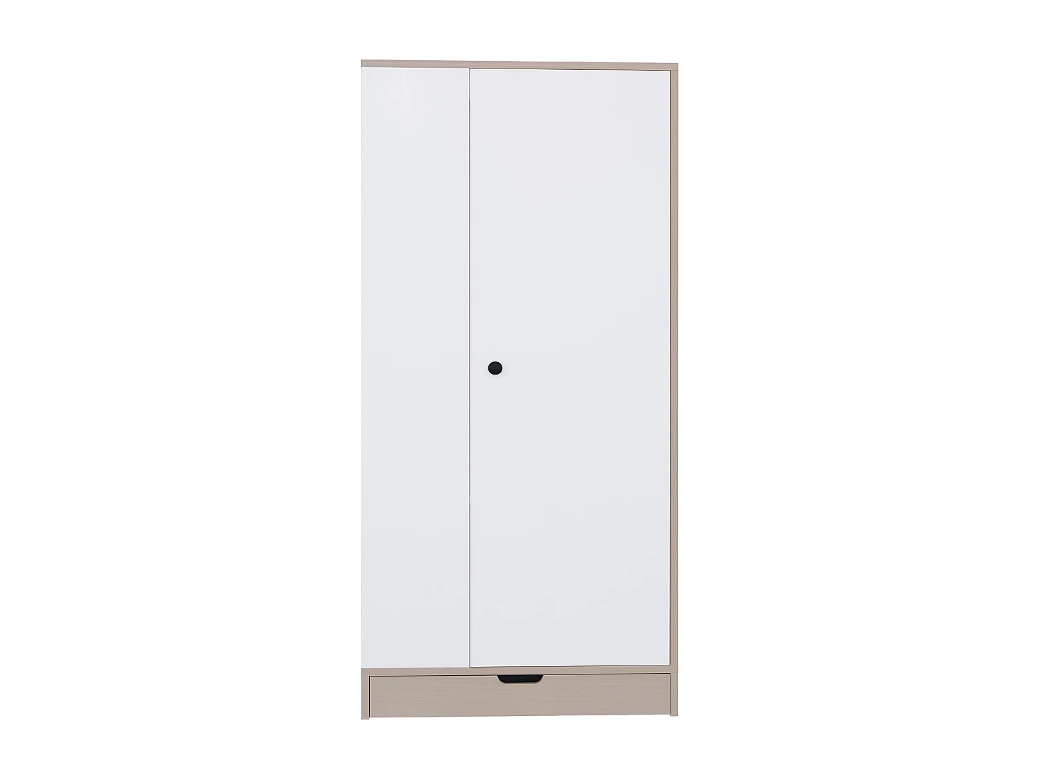 Armario con cajón, puerta y 3 estantes - Blanco y madera 70 x 40 x 170 cm