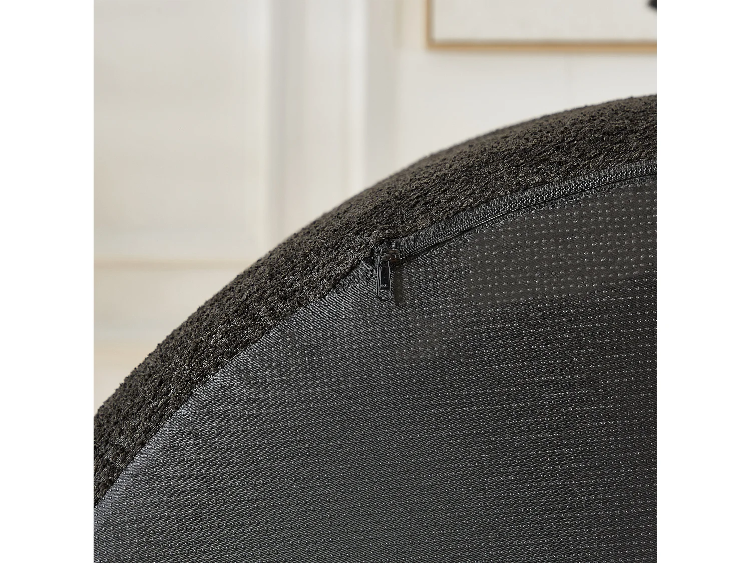 Fauteuil met lendensteun en hoofdsteun, zwarte chenillestof