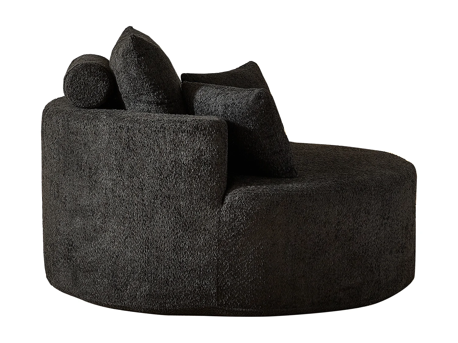 Fauteuil avec soutien lombaire et appui-tête, tissu chenille noire