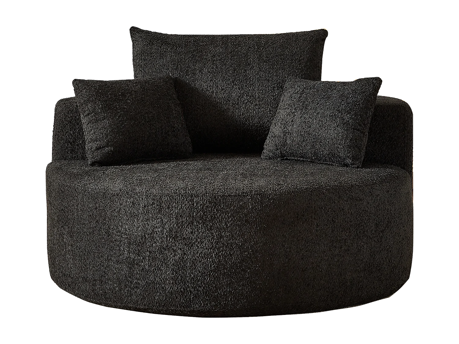 Fauteuil avec soutien lombaire et appui-tête, tissu chenille noire