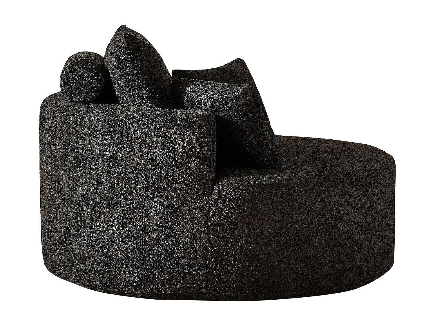 Fauteuil avec soutien lombaire et appui-tête, tissu chenille noire