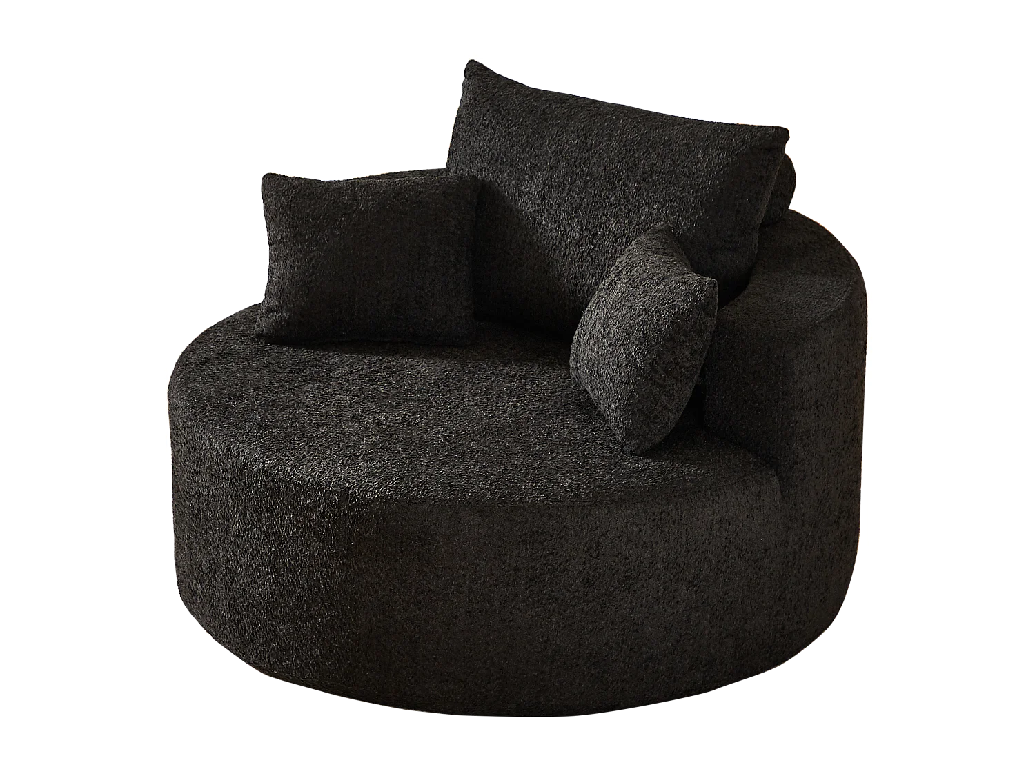 Fauteuil avec soutien lombaire et appui-tête, tissu chenille noire