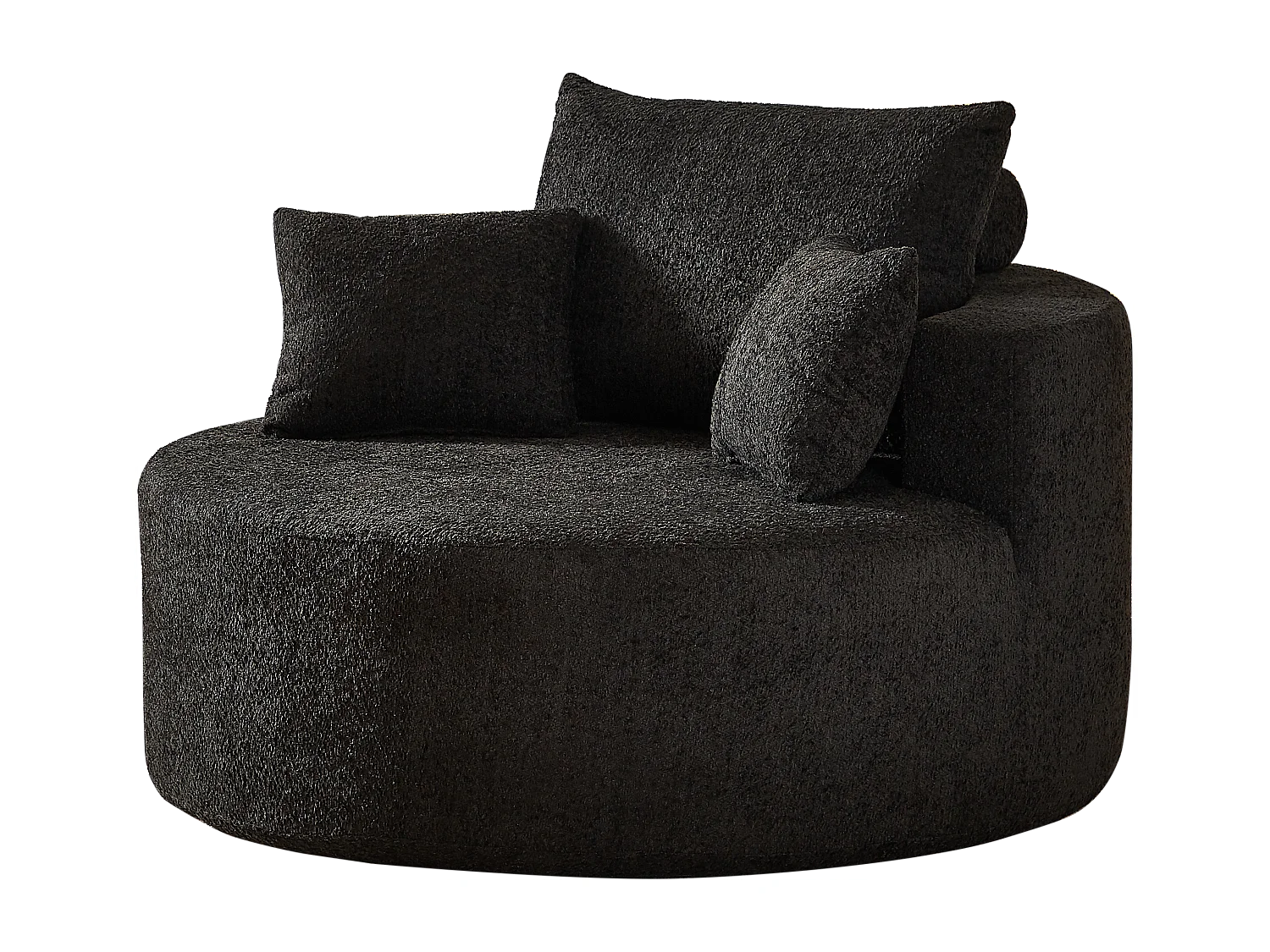Fauteuil avec soutien lombaire et appui-tête, tissu chenille noire