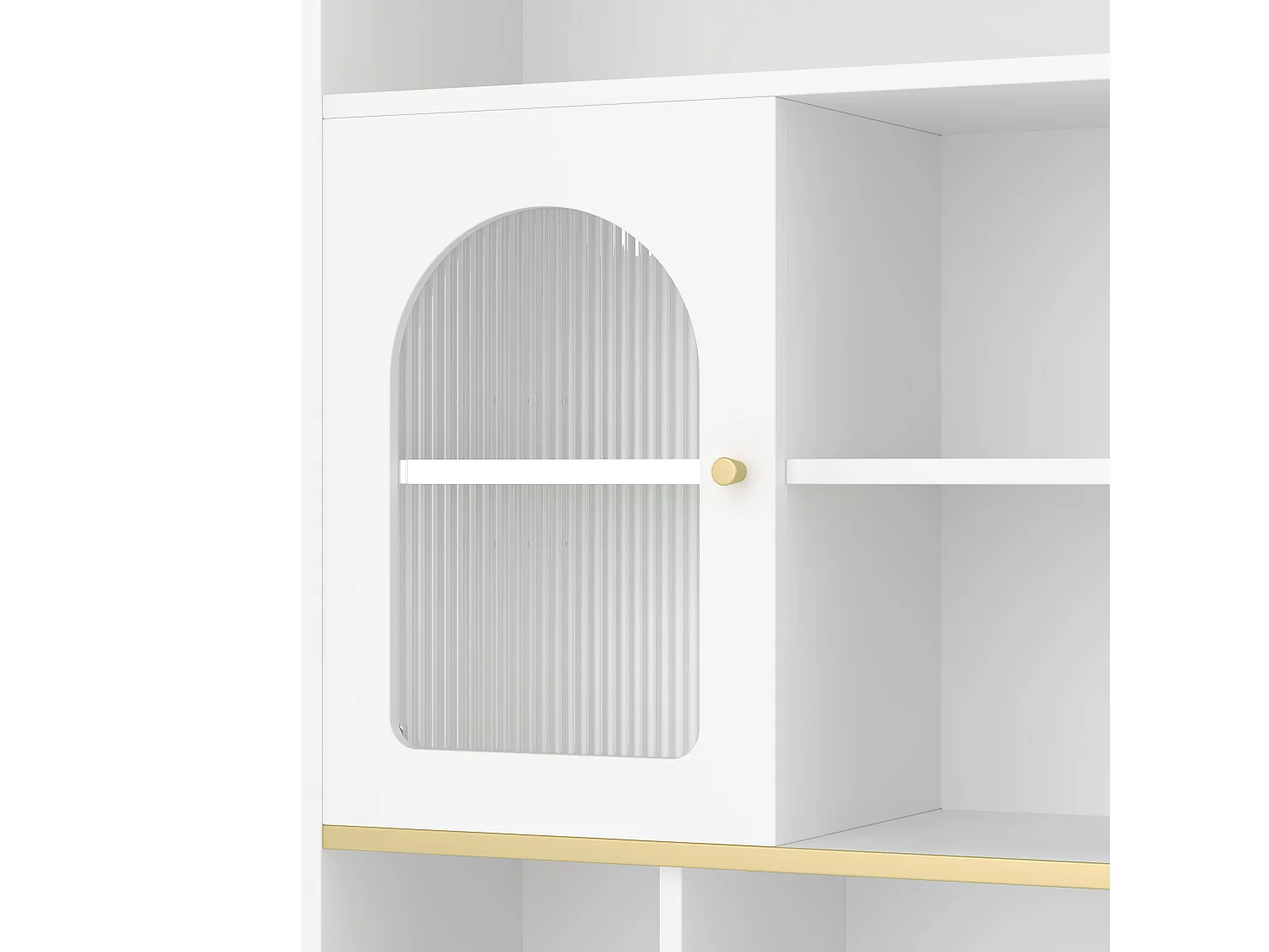 Libreria con 2 cassetti, anta e striscia LED - Bianco