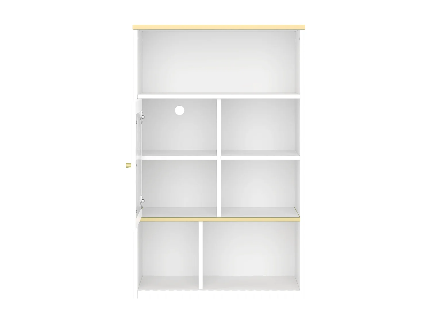 Bibliothèque avec 2 tiroirs , porte et bande LED - Blanc