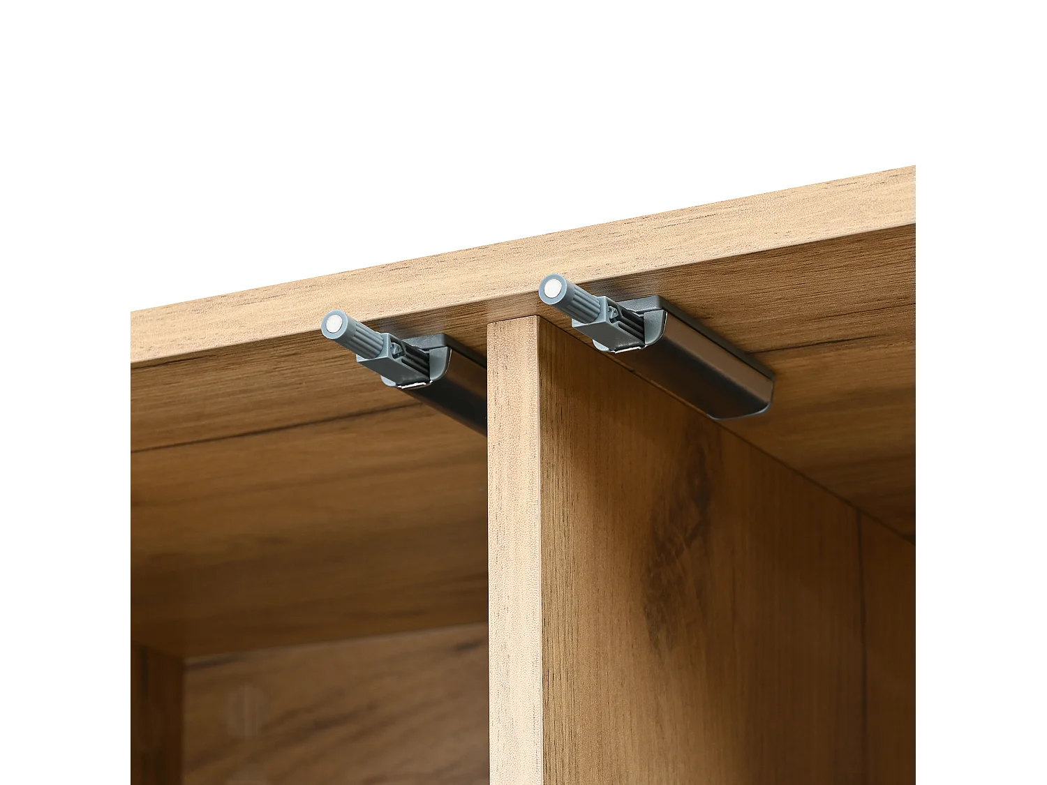 Armoire avec miroir et 4 portes - Finition en noir et naturel