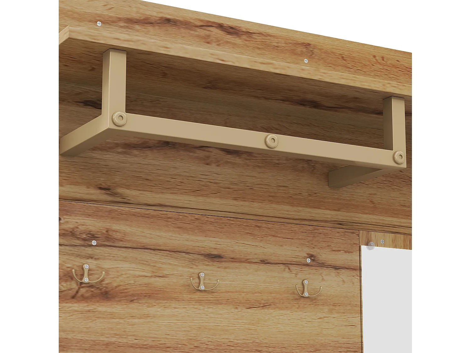 Kledingkast met spiegel, 2 deuren en kussens - PB hout - Naturel en zwart