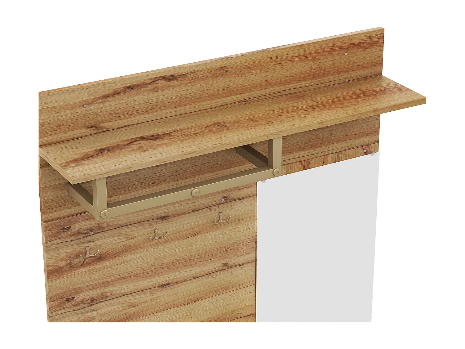 Vestiaire avec miroir, 2 portes et coussins - Bois PB -Naturel et noir