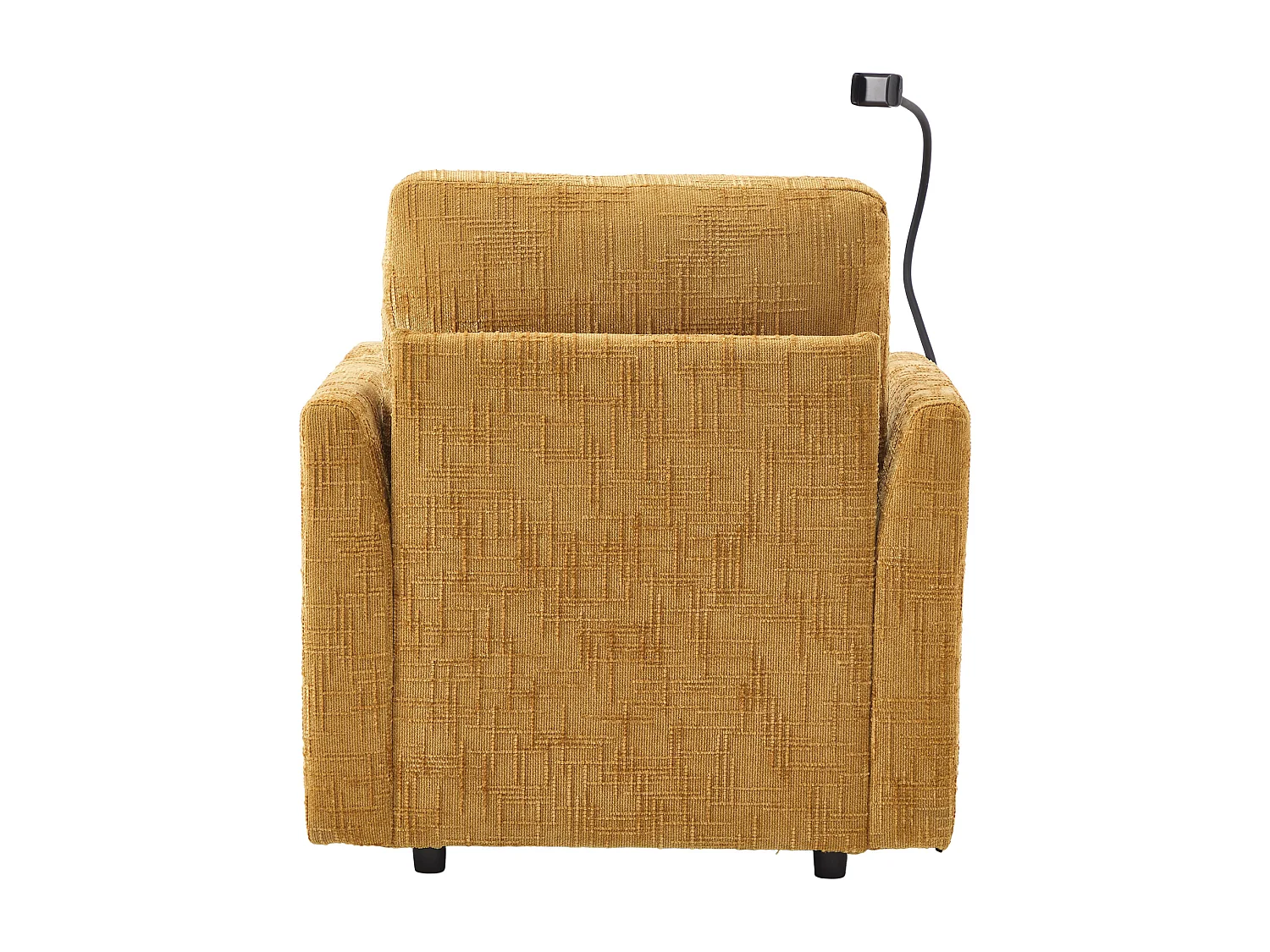 Canapé avec 2 poches latérales et rangement - Tissu chenille - Jaune moutarde