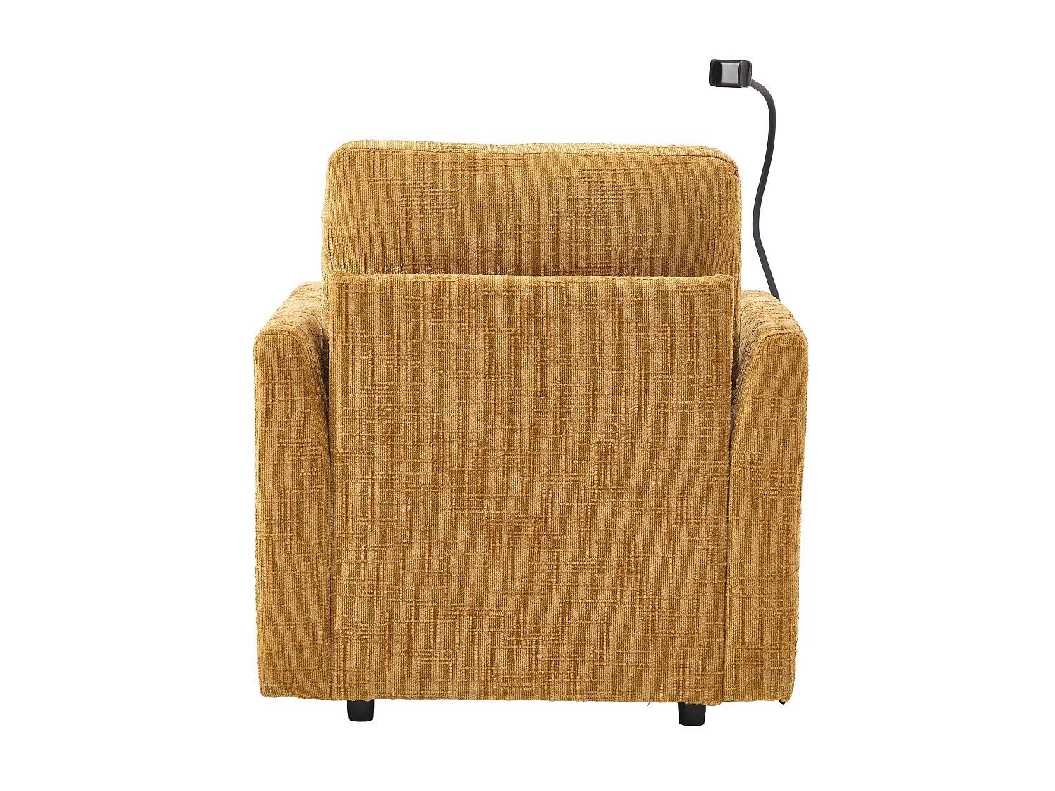 Canapé avec 2 poches latérales et rangement - Tissu chenille - Jaune moutarde