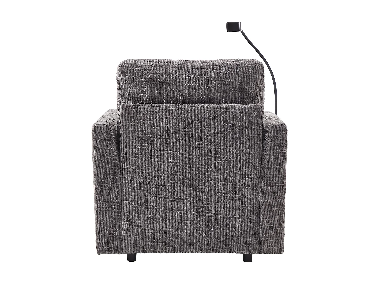 Canapé avec 2 poches latérales et rangement - Tissu chenille - Gris