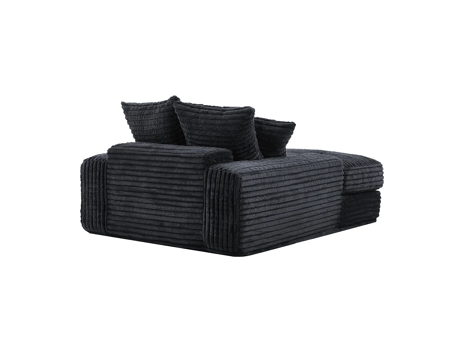 Canapé lit chaise longue avec 4 coussins - Velours côtelé gris