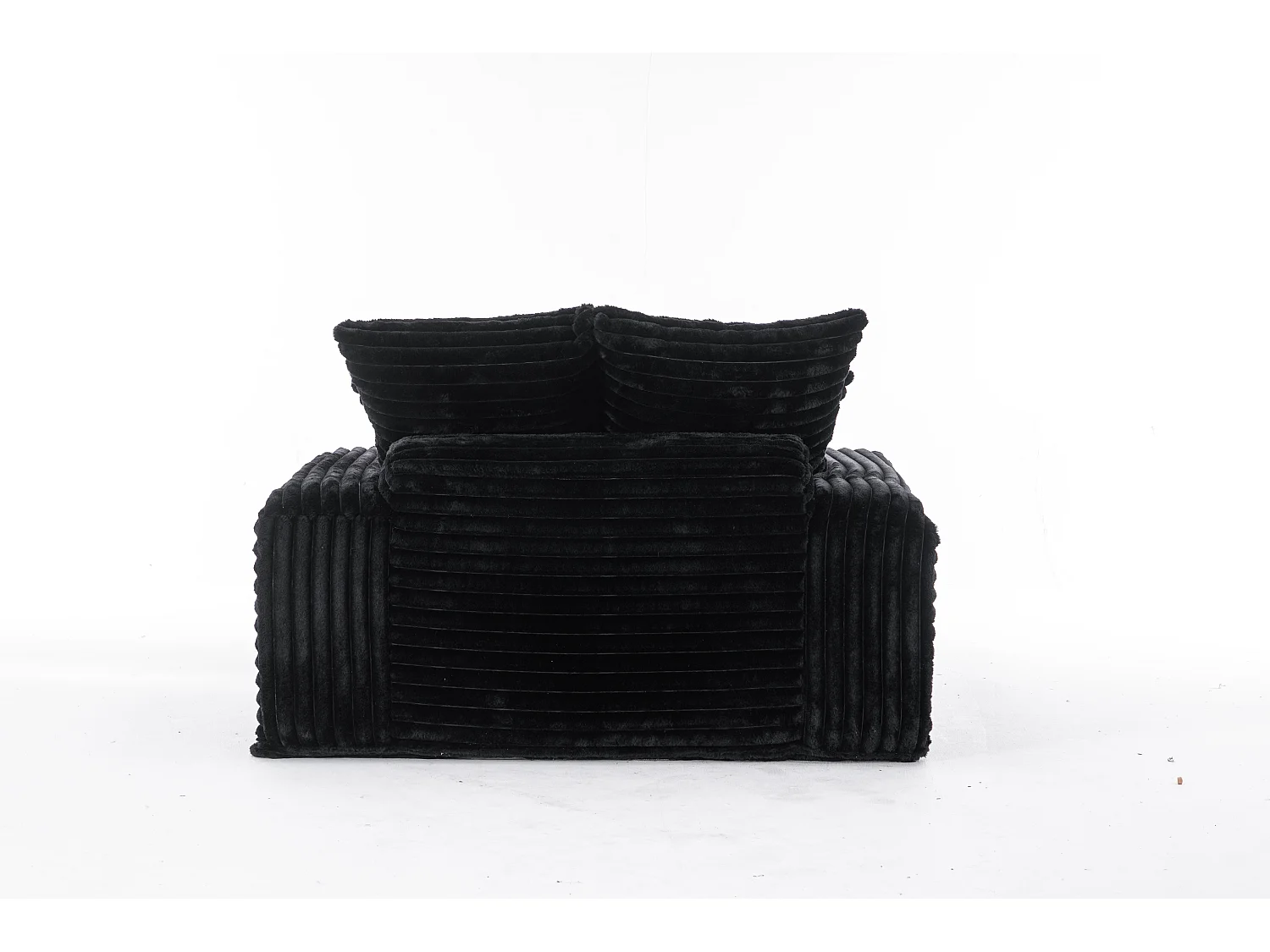 Canapé lit chaise longue avec 4 coussins - Velours côtelé noir