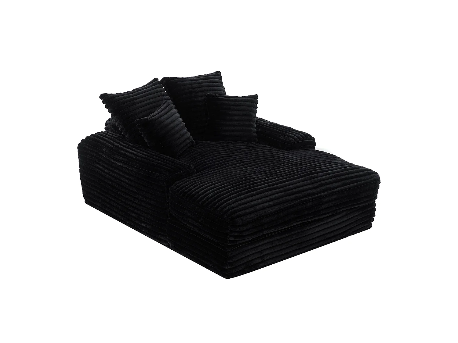 Canapé lit chaise longue avec 4 coussins - Velours côtelé noir