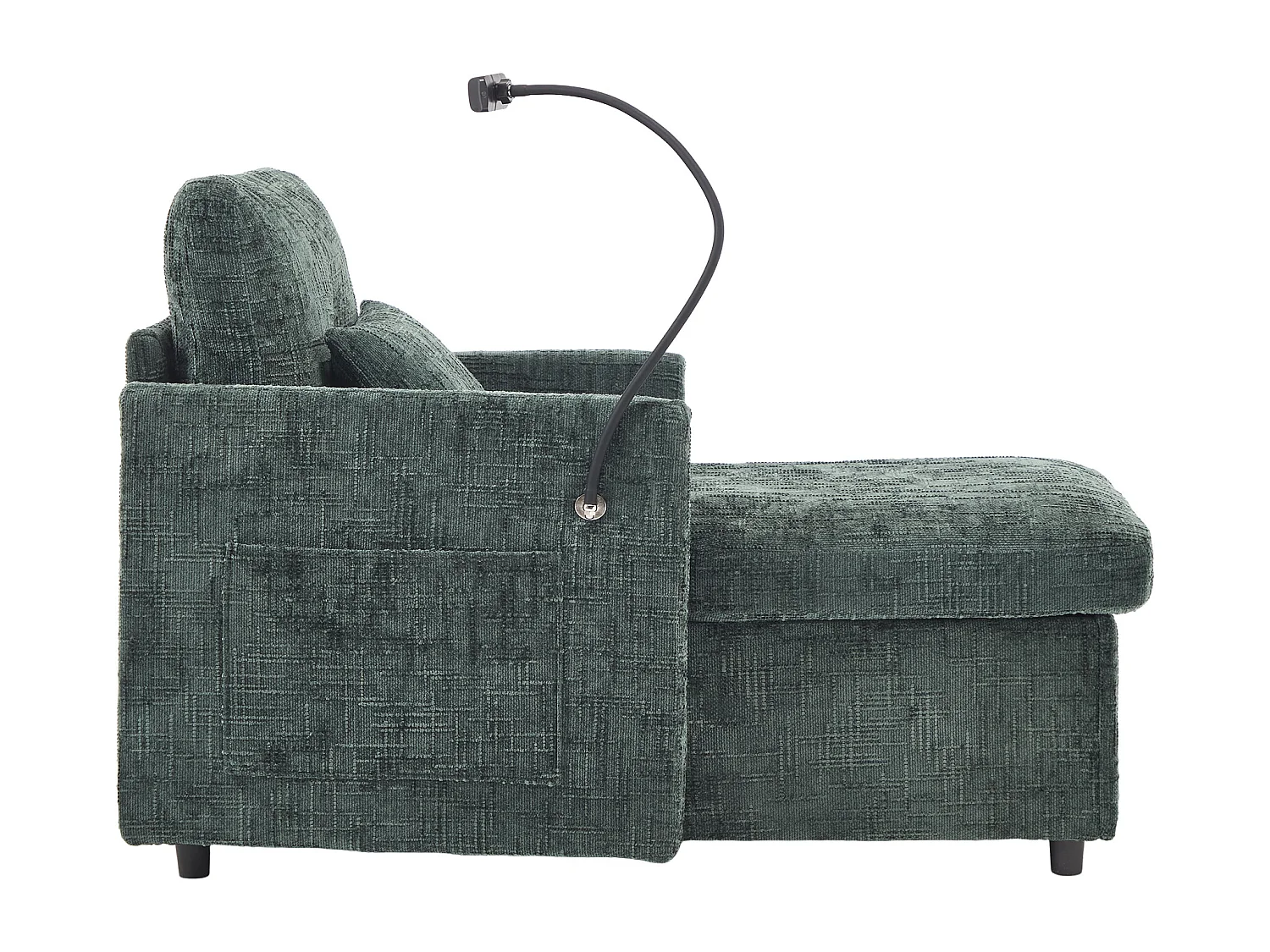 Bank met 2 zijzakken en opbergruimte - Chenille stof - Smaragdgroen