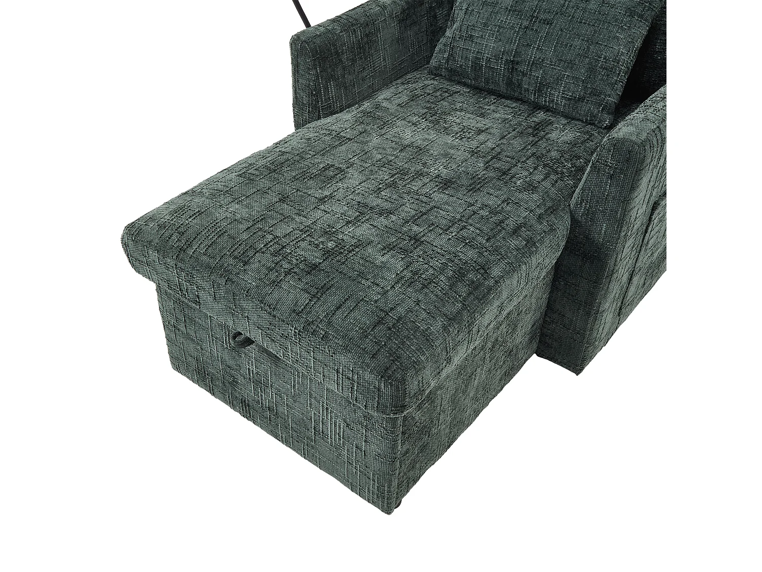 Bank met 2 zijzakken en opbergruimte - Chenille stof - Smaragdgroen