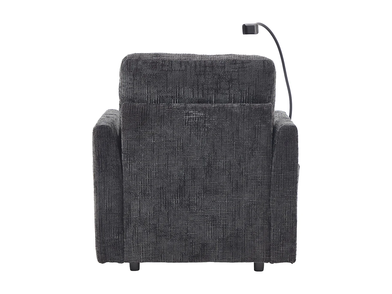 Canapé avec 2 poches latérales et rangement - Tissu chenille - Noir