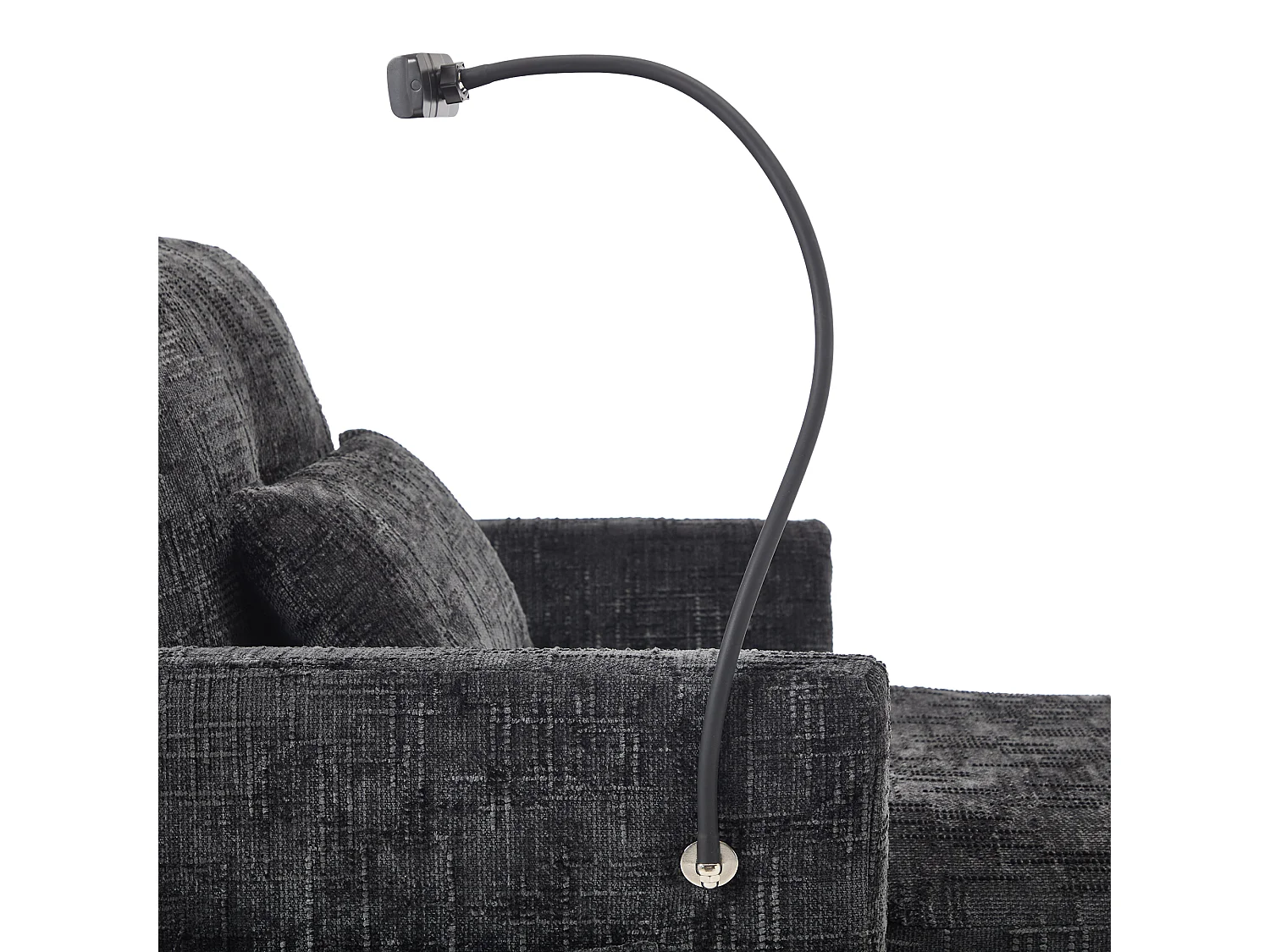 Canapé avec 2 poches latérales et rangement - Tissu chenille - Noir