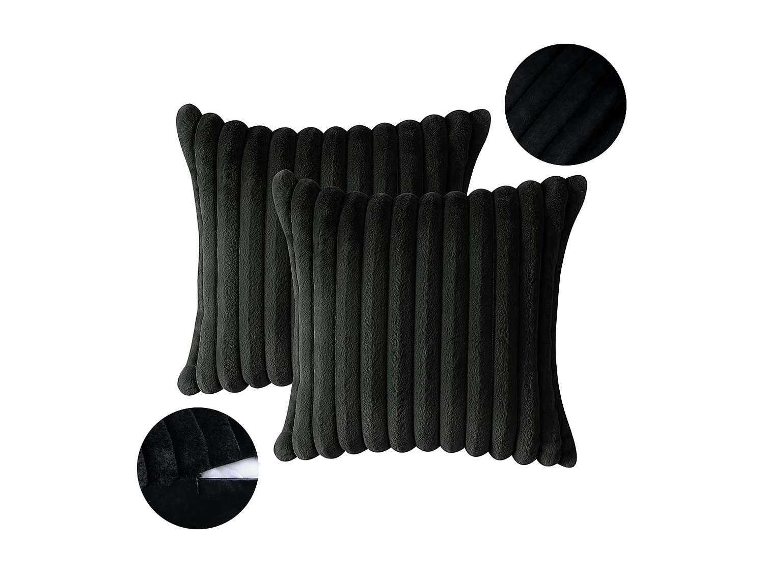 Set van 2 fluwelen kussenslopen 45 x 45 cm - Zwart