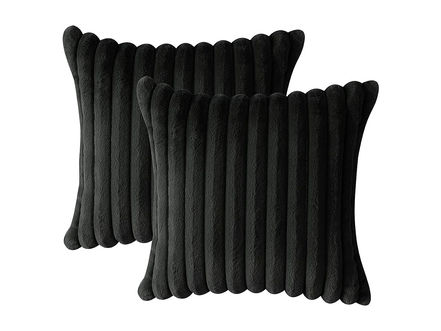 Lot de 2 taie d'oreiller en velours 45 x 45 cm - Noir