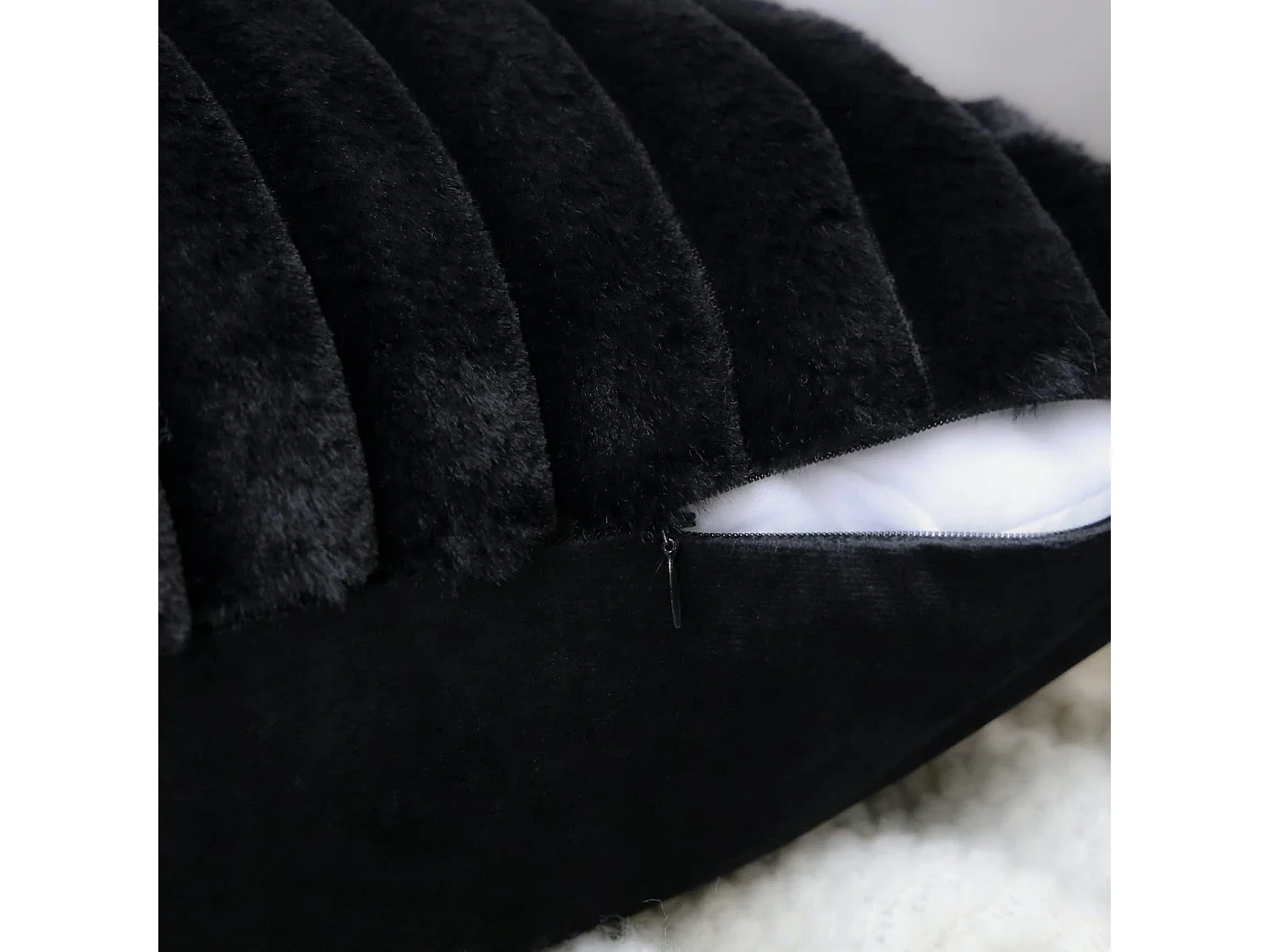 Lot de 2 taie d'oreiller en velours 45 x 45 cm - Noir