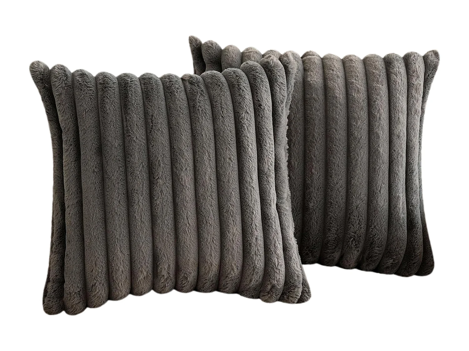 Lot de 2 taie d'oreiller en velours 45 x 45 cm - Gris