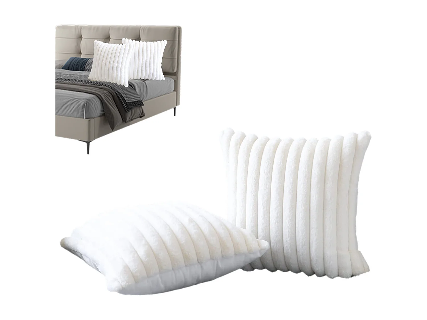 Set van 2 fluwelen kussenslopen 45 x 45 cm - Crèmewit