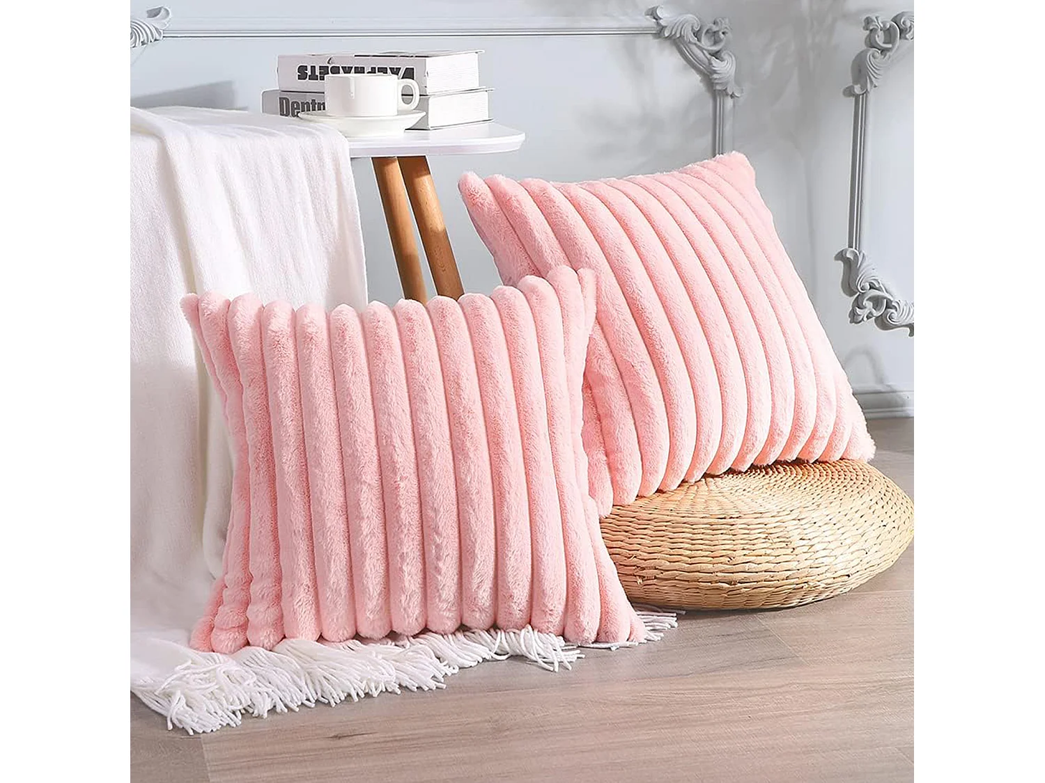 Set van 2 fluwelen kussenslopen 45 x 45 cm - Roze