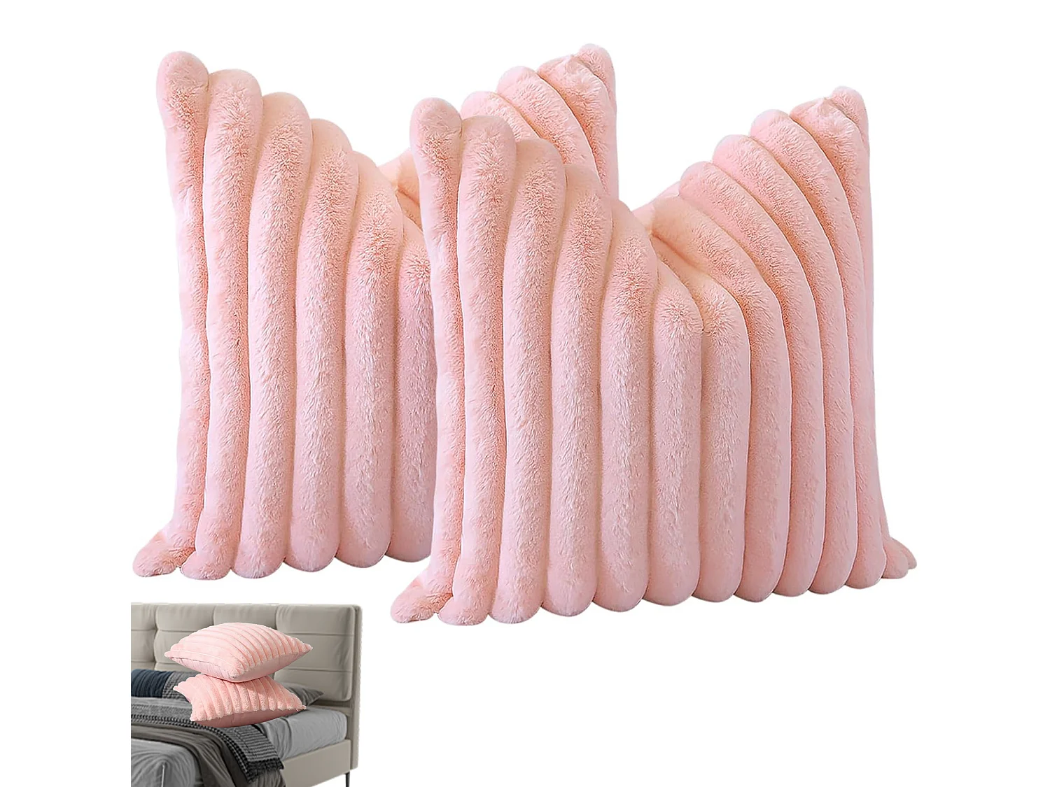 Set van 2 fluwelen kussenslopen 45 x 45 cm - Roze