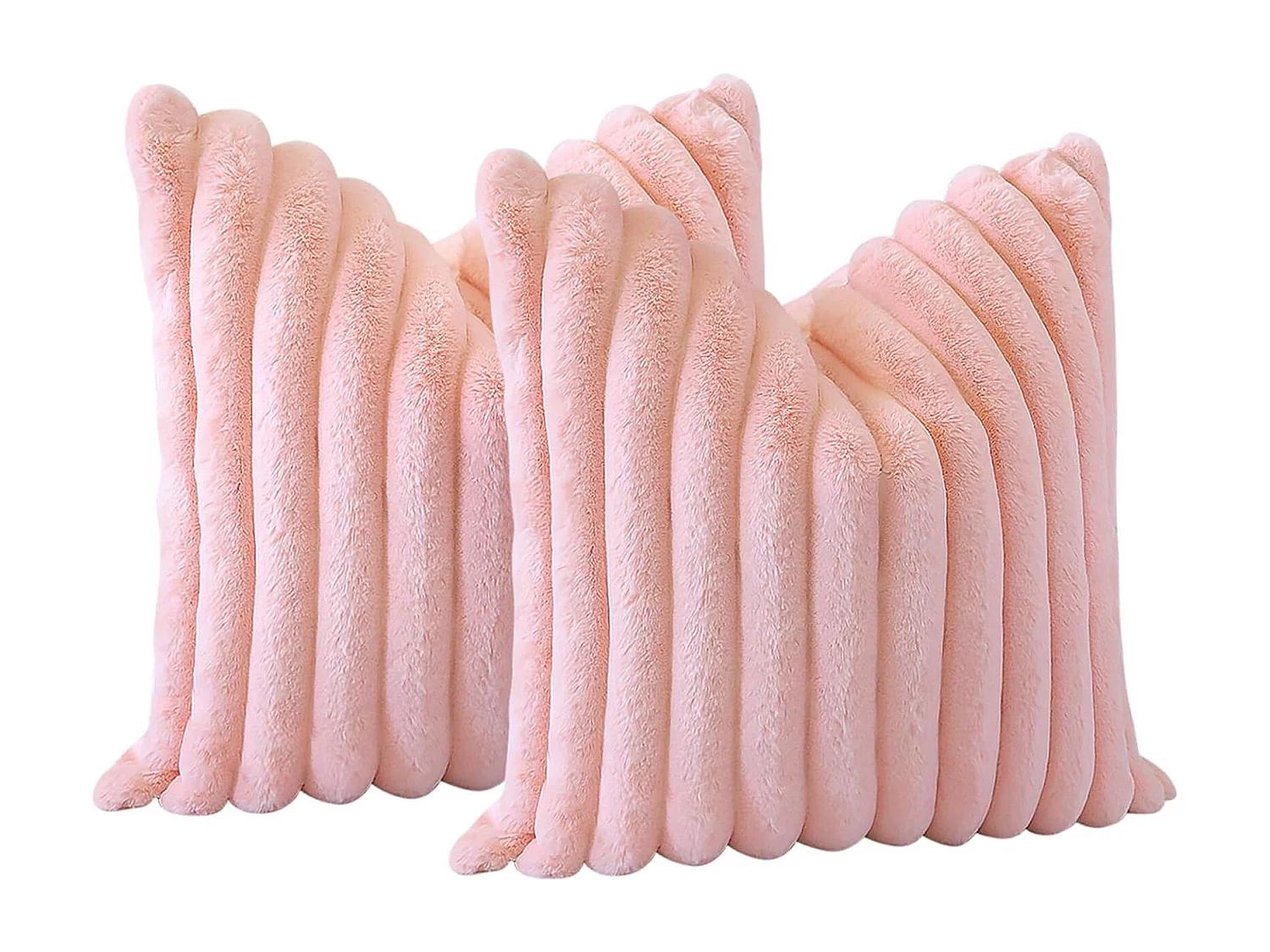 Lot de 2 taie d'oreiller en velours 45 x 45 cm - Rose