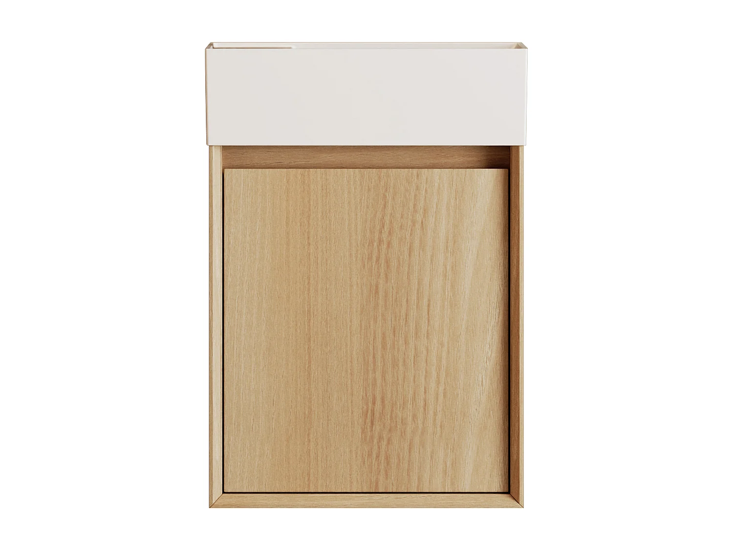 Meuble lave main suspendu avec vasque en résine blanc mat - Naturel clair - 40 x 25.5 x 57 cm - SOREL