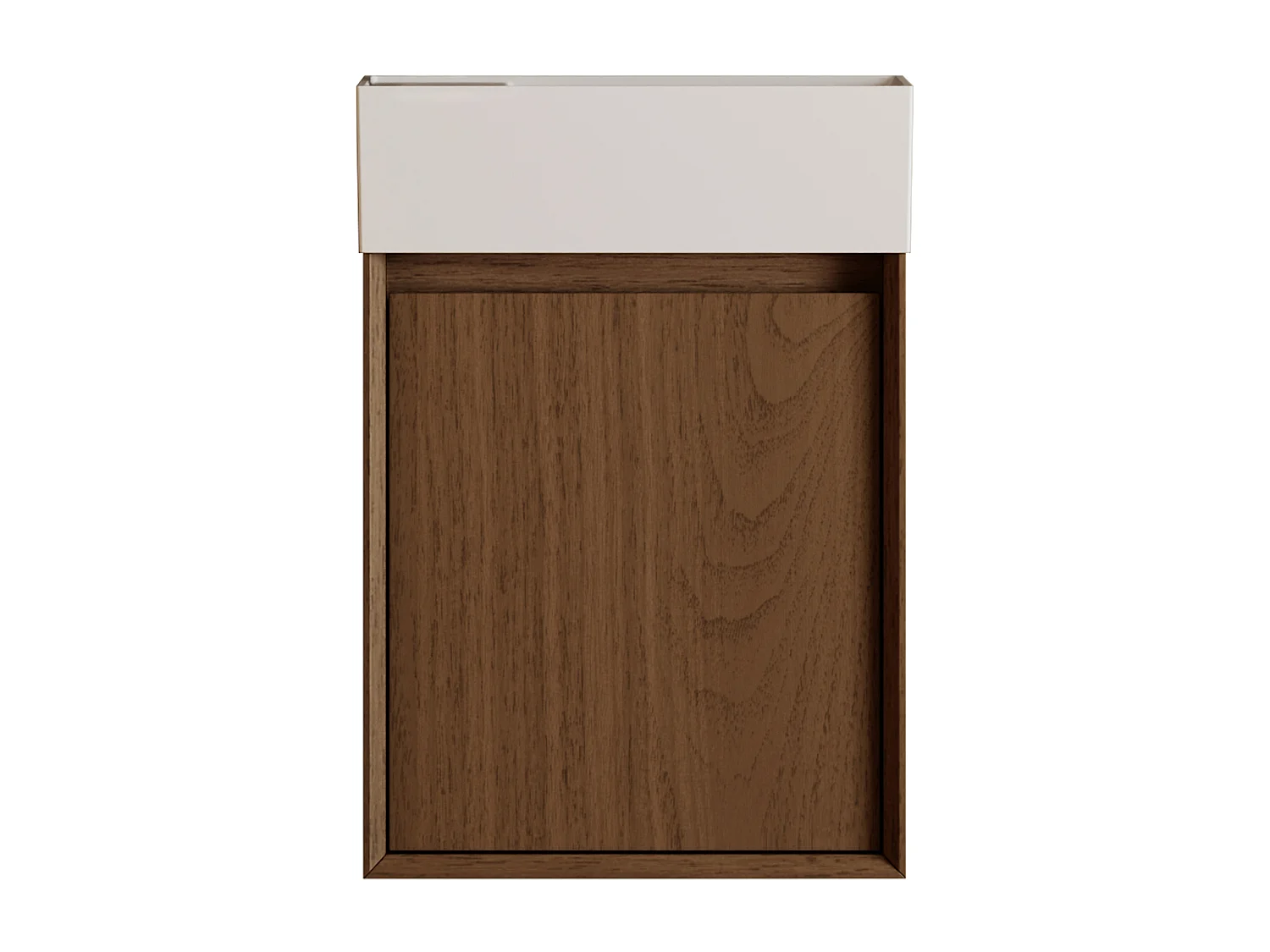 Meuble lave main suspendu avec vasque en résine blanc mat - Naturel foncé - 40 x 25.5 x 57 cm - SOREL