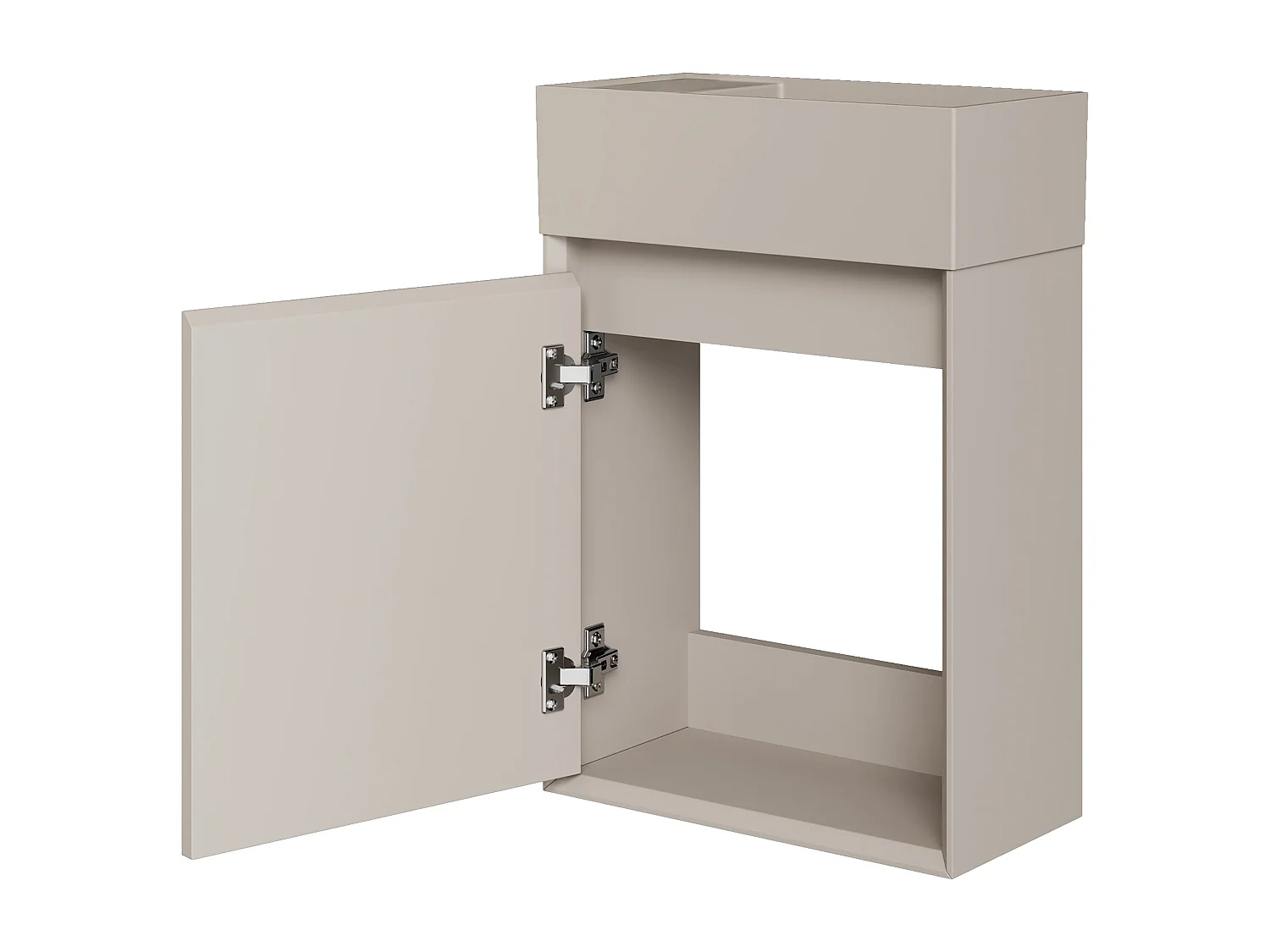 Meuble lave main suspendu avec vasque en résine beige mat - Beige mat - 40 x 25.5 x 57 cm - SOREL