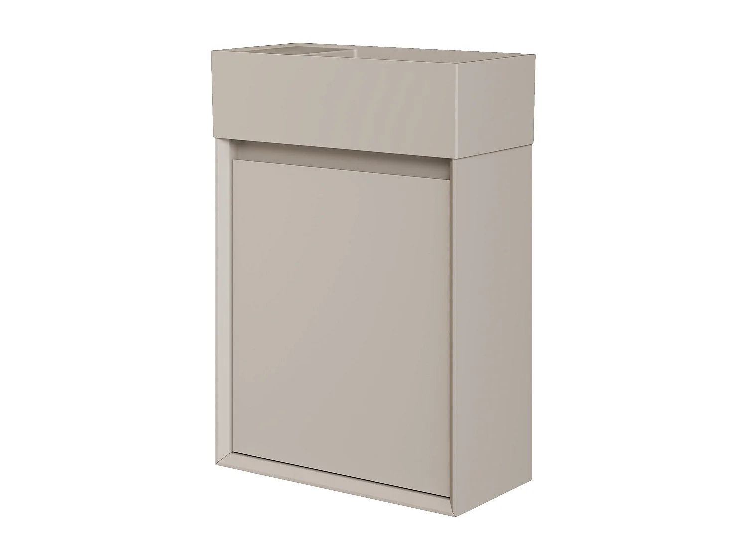 Meuble lave main suspendu avec vasque en résine beige mat - Beige mat - 40 x 25.5 x 57 cm - SOREL