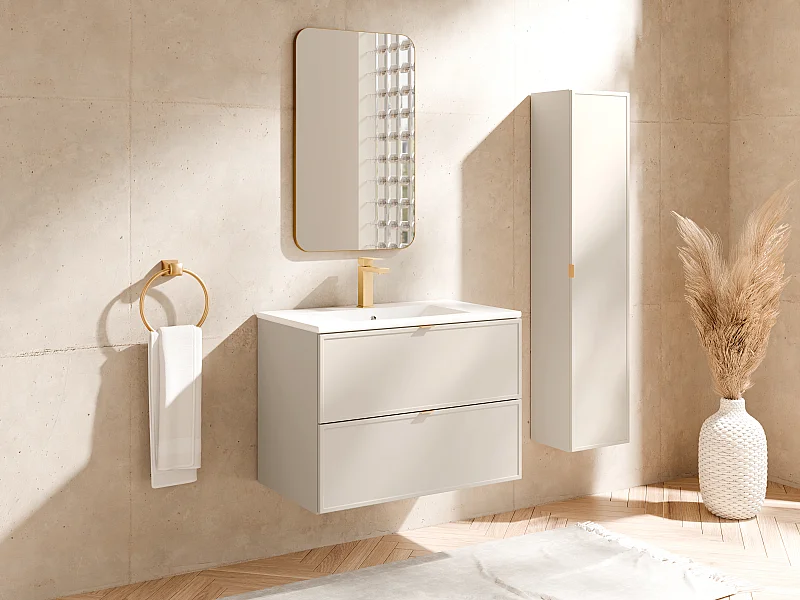 Colonne de salle de bain suspendu - Beige - H140 cm - ONDIL