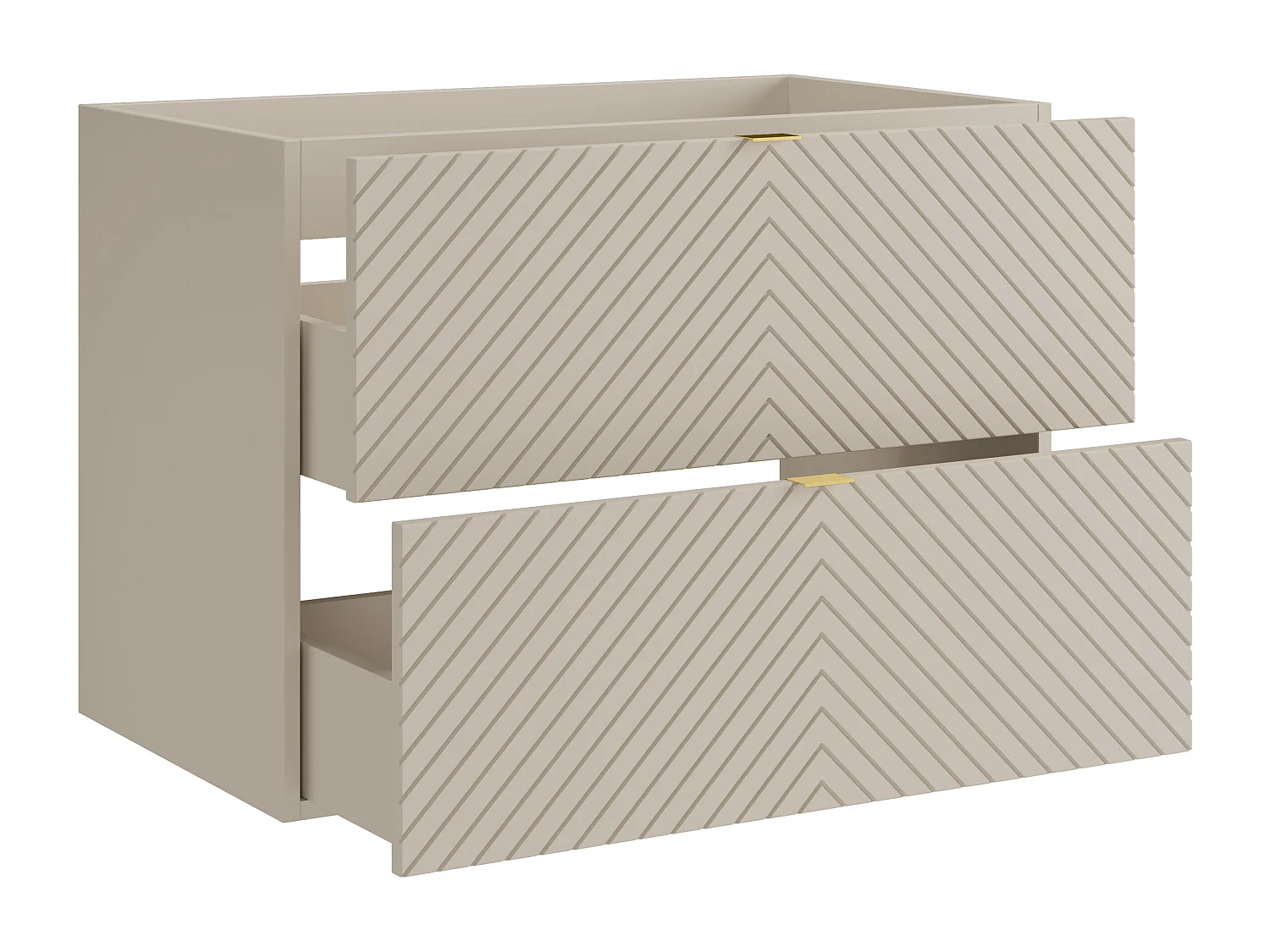 Hängender Waschtischunterschrank Chevron-Muster - Farbe Beige - 80 cm - DORIONI