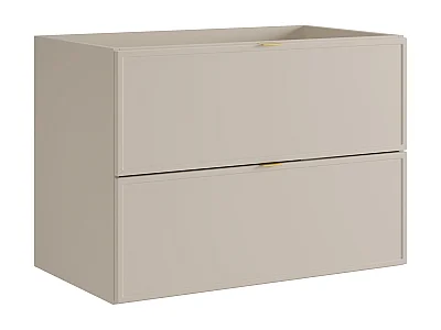 Svævende underskab med håndtag i forgyldt metal - Farve beige - 80 cm - ONDIL