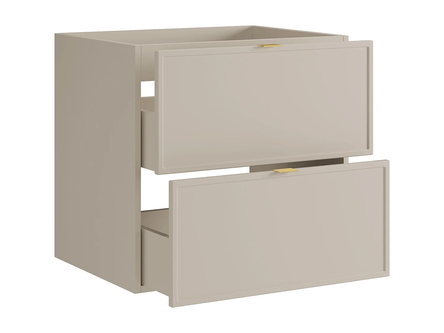 Meuble sous vasque suspendu avec poignées en métal - Coloris beige - 60 cm - ONDIL