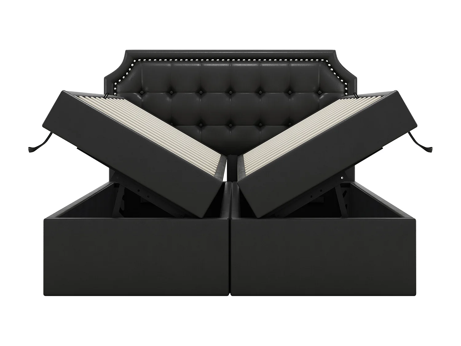 Gestoffeerd tweepersoonsbed 140x200 cm met veel opbergruimte, handige tweezijdige opening, zwart