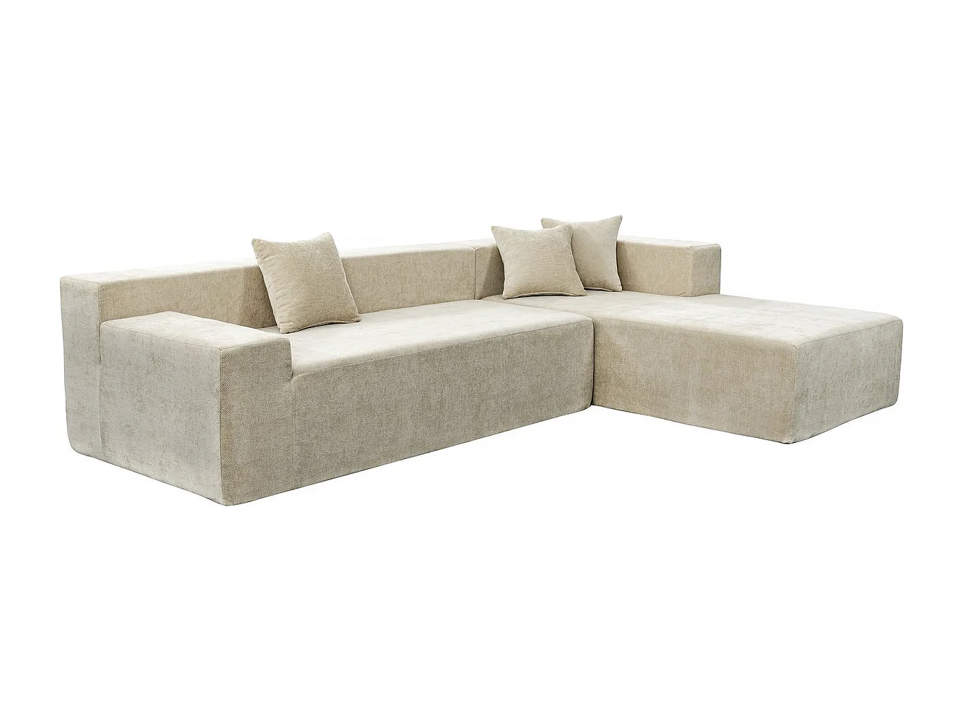 Canapé d'angle en tissu texturé "Tessaro" - 4 places - Beige