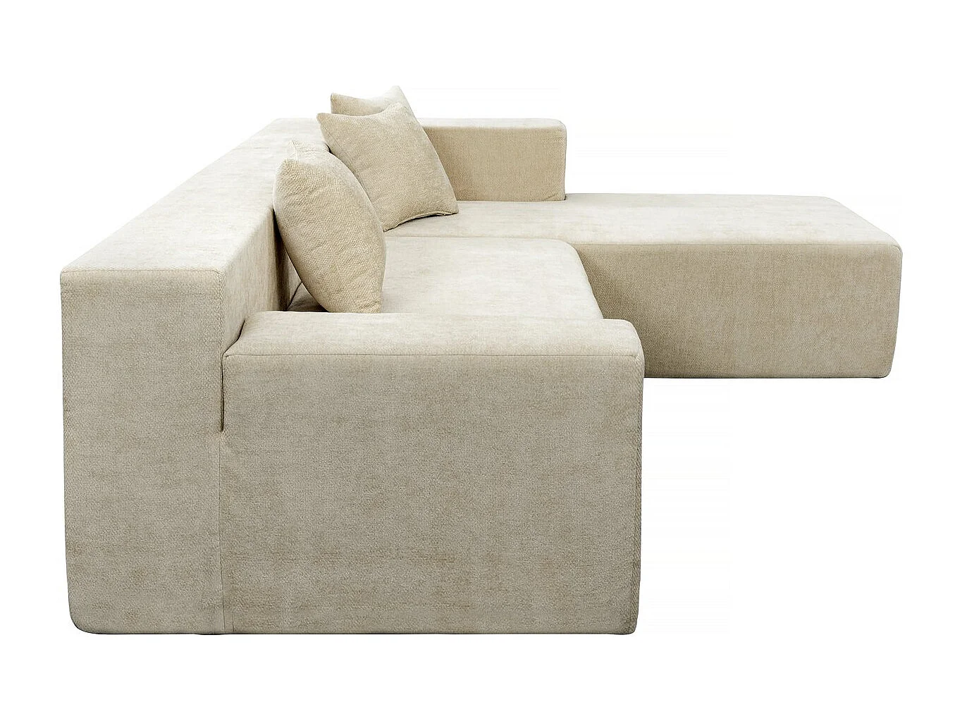 Canapé d'angle en tissu texturé "Tessaro" - 4 places - Beige