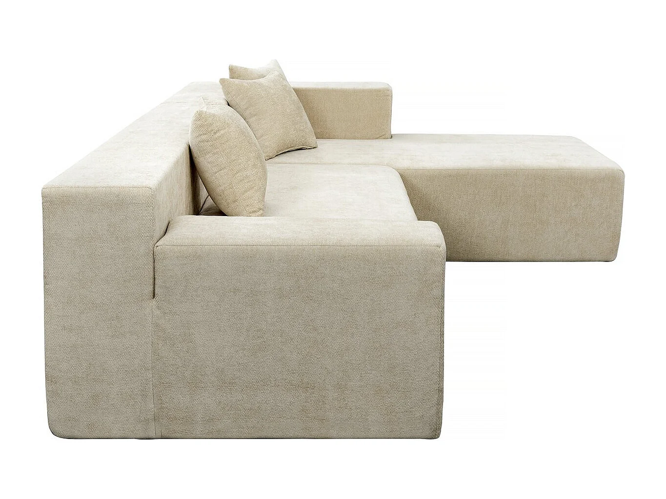 Canapé d'angle en tissu texturé "Tessaro" - 4 places - Beige