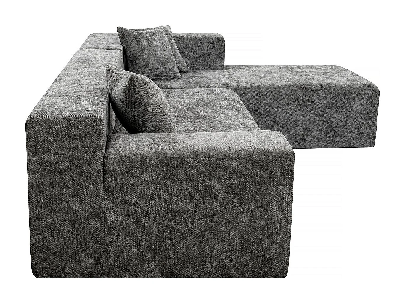 Canapé d'angle en tissu texturé "Tessaro" - 4 places - Gris