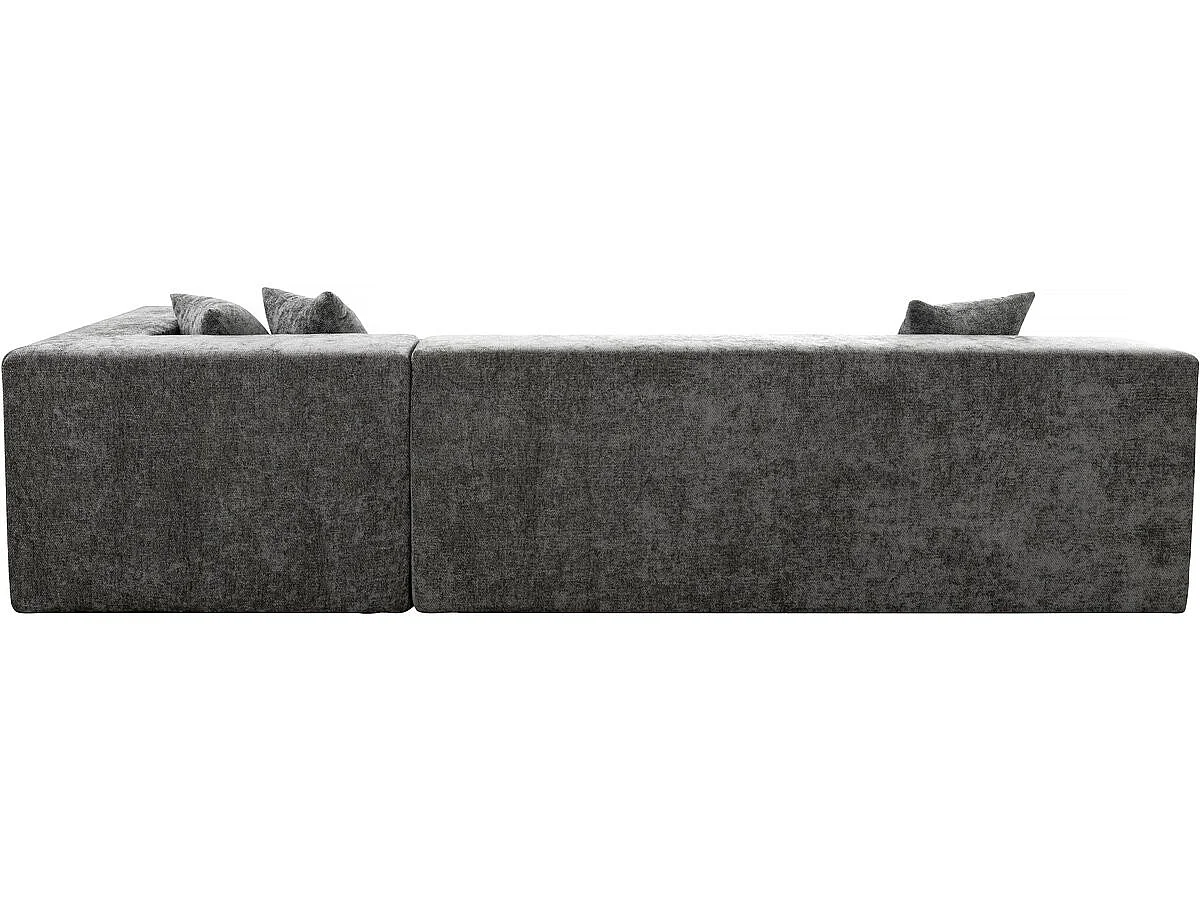 Narożna sofa "Tessaro" z teksturowanej tkaniny - 4-osobowa - szara