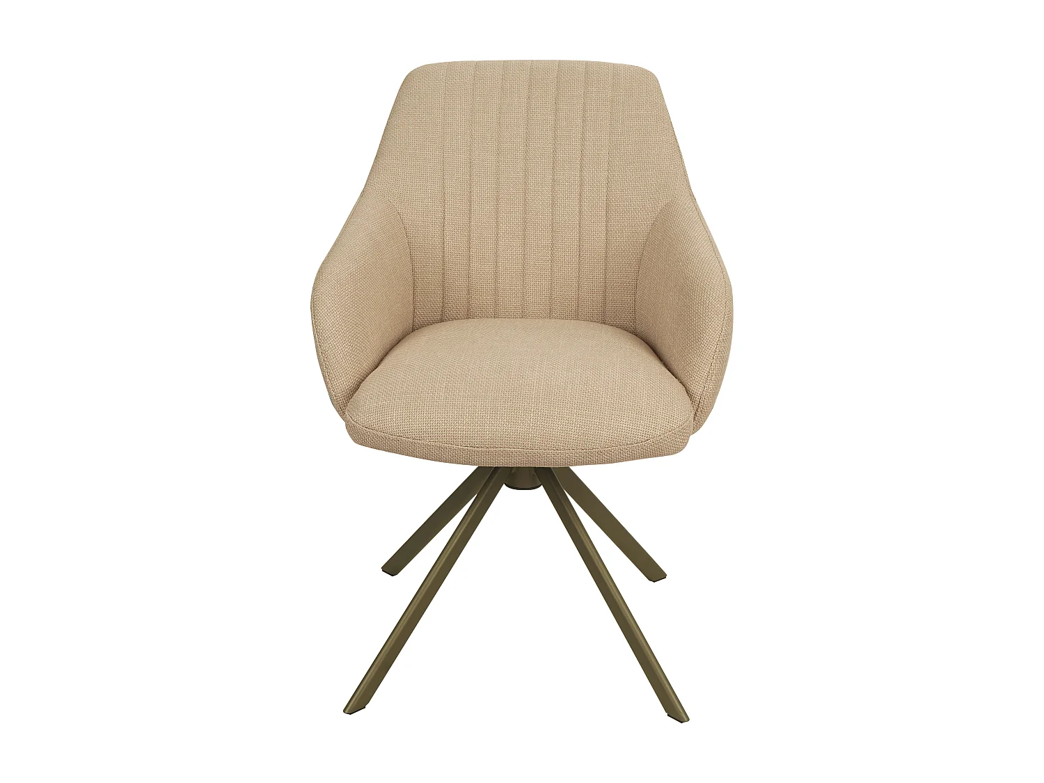 Lot de 6 chaises pivotantes avec accoudoirs en tissu texturé et métal bronze - Beige - TIVONA